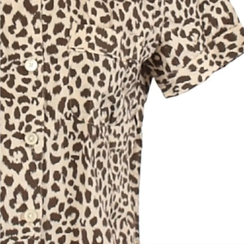 J CREW Shirt Short Sleeved Button Down Cotton Animal Print